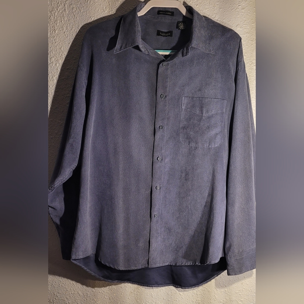 Van Heusen "Soft Suede" Blue Gray Men's Button Down Shirt